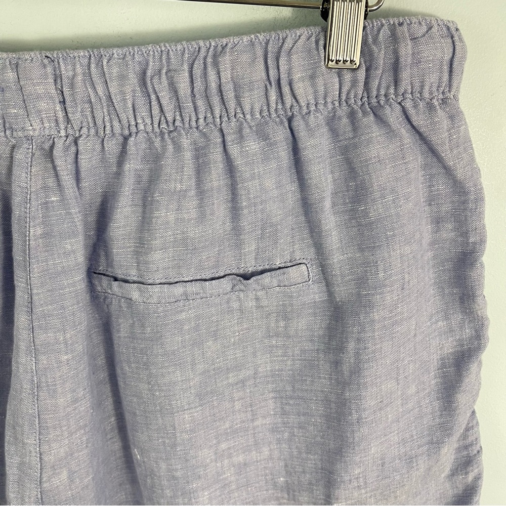 Tahari Plus Size 1X Blue 100% Linen High Rise Pull-On Shorts Pockets - Picture 9 of 10